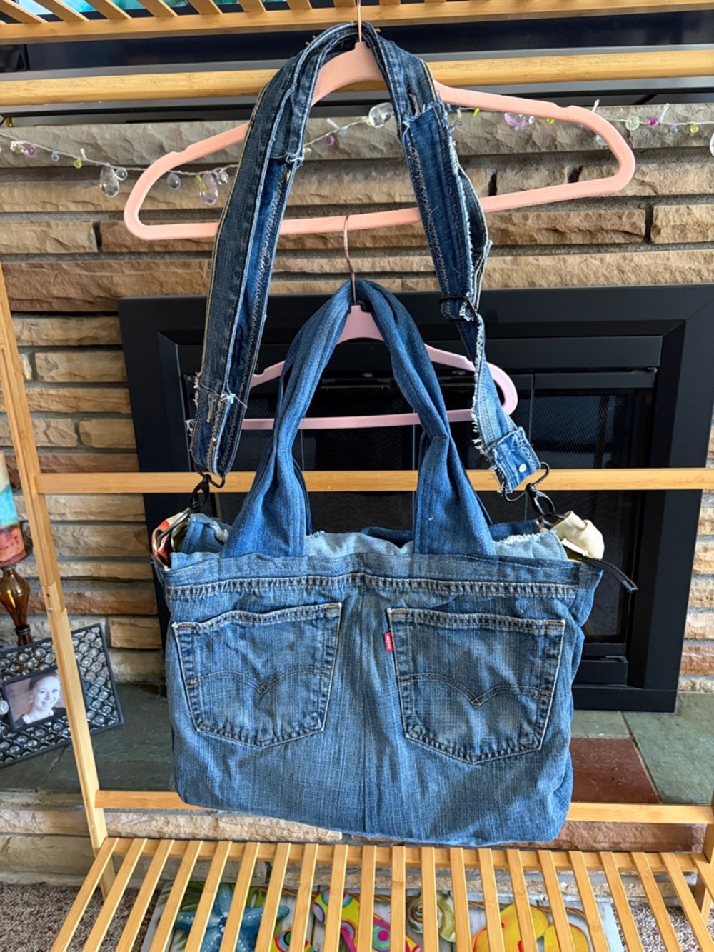 Levi's Blue Denim Tote Bag with Adjustable Strap